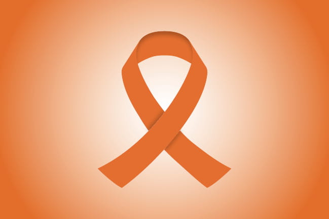 orange colored ribbon representing leukemia