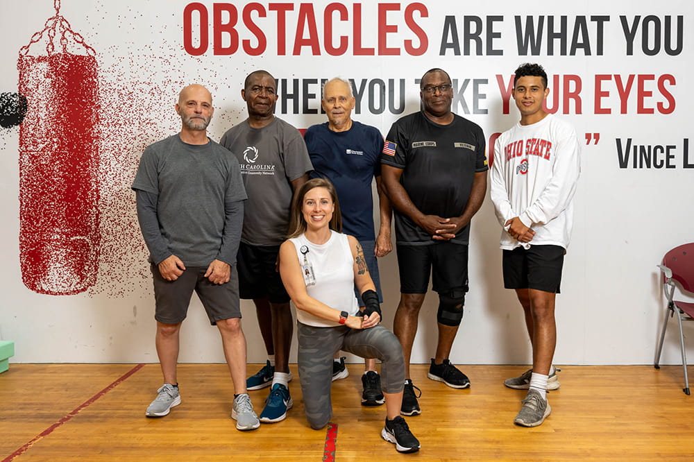 group photo of prostate cancer survivors, instructor and intern at the MUSC Wellness Center